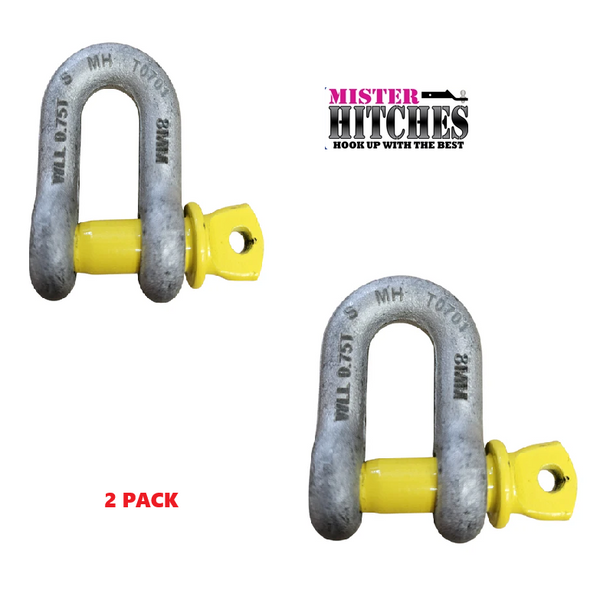 Mister Hitches D shackles stamped and rated 8mm 0.75T