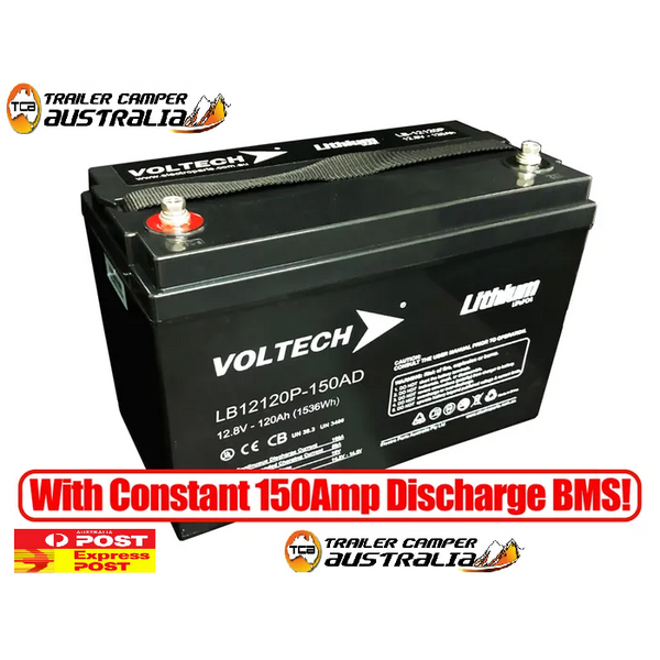 Voltech Lithium Battery 12.8V-120Ah with Constant 150Amp Discharge BMS