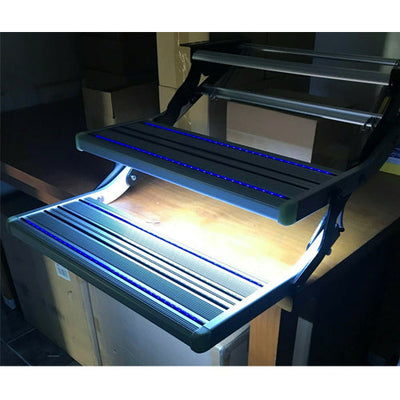 Double manual caravan step with 12V blue LED