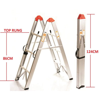 3 Step Aluminium Collapsible Box Stick Ladder With Carry Bag