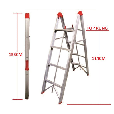 4-Step Aluminium Collapsible Box Stick Ladder With Carry Bag