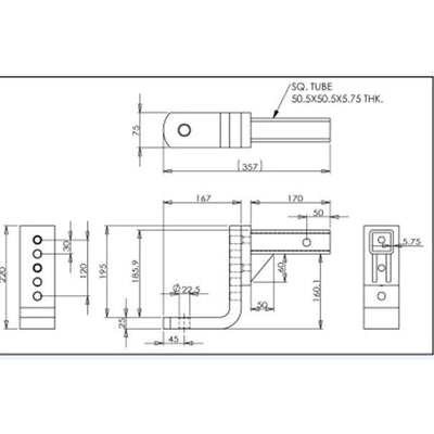 MISTER HITCHES 12 STAGE ADJUSTABLE BALL MOUNT 4T SUITS FORD RANGER - MHABM-5XHDS