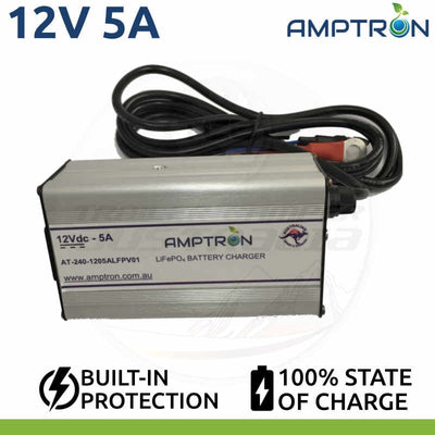 Amptron 5A 12V Lithium LiFePO4 Battery Charger