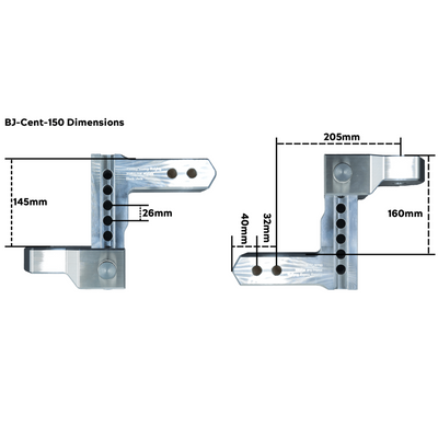 Heavy-Duty 150mm Hitch by Black Jack Centurion Series