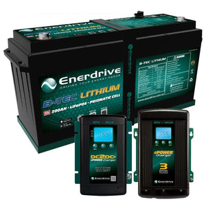 Enerdrive B-TECH 12V 200Ah GEN 2 Lithium Battery + ePOWER 40A AC & DC2DC Charger