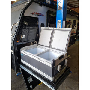 LSP Portable Fridge Freezer with separate fridge and freezer compartments