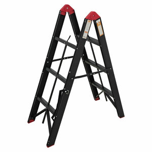 TRA Black 3 step aluminium collapsible box ladder with carry bag
