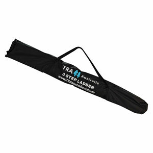 TRA Black 3 step aluminium collapsible box ladder with carry bag