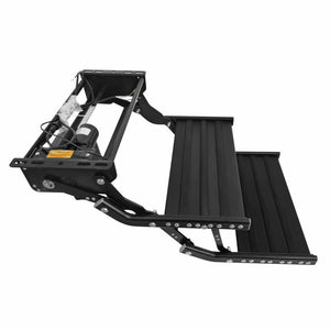 TRA Black Double 12v Electric Caravan Step with LED Light