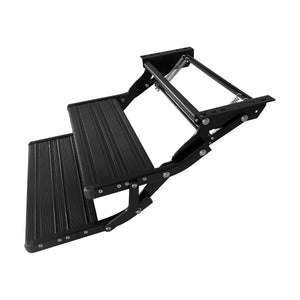 Heavy-duty camper step with twin platforms