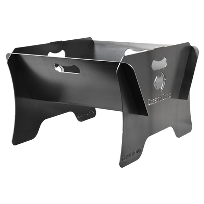 Portable steel firepit with ember tray for camping and RV use