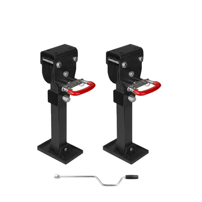 Drop down leg for easy trailer and caravan leveling