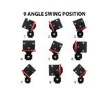 Black powder coated drop down leg for durability and corrosion resistance