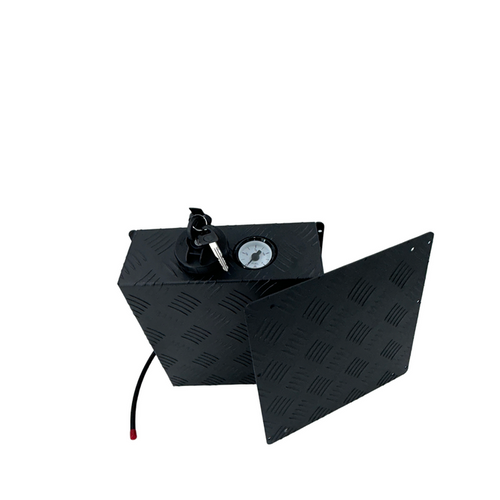 Born To Roam 5L fuel tank cover in black checker plate aluminum