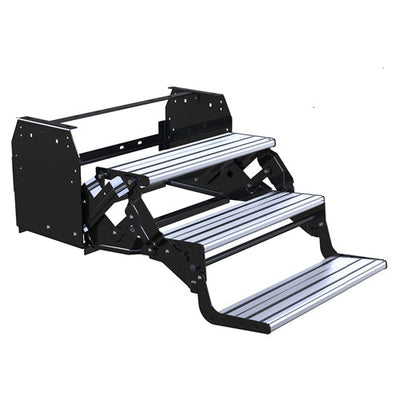Triple caravan step with aluminium tread