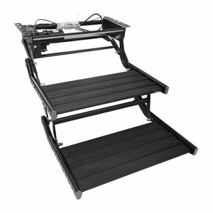 TRA Black Double 12v Electric Caravan Step with LED Light