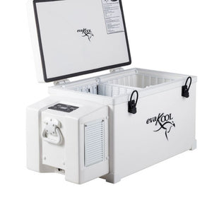 60 LITRE EVAKOOL FIBREGLASS FRIDGE/FREEZER OPEN