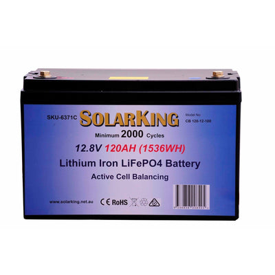 Solarking 120Ah 12V Lithium Battery LiFePo4 100A BMS Active Cell Balancing