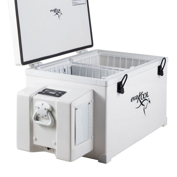 85 LITRE EVAKOOL FIBREGLASS FRIDGE/FREEZER OPEN