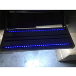 Black single manual caravan step with 12V blue LED light