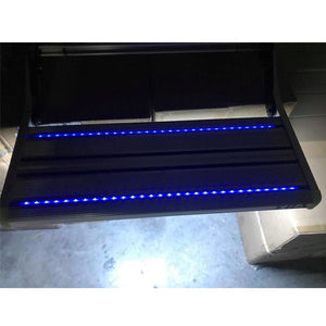 Black single manual caravan step with 12V blue LED light