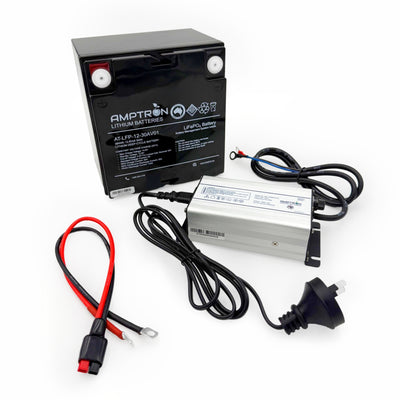 Amptron 12V 30Ah LiFePO4 Battery Combo Kit with 6A charger and Mini Anderson