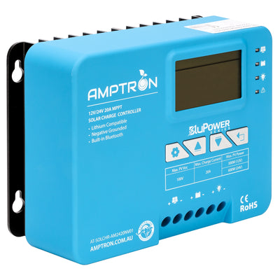 Amptron 20A 12V/24V AM MPPT Solar charge controller – with built-in Bluetooth – Lithium compatible