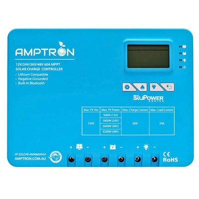 Amptron 60A 12/24/36/48V MPPT Solar Charge Controller with Bluetooth