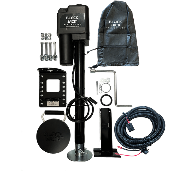 Black Jack Master 12V Electric Automatic Trailer Jack with Clamp &amp; Wiring Harness