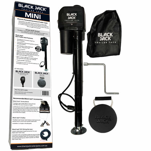 Mini Black Jack 12V Electric Trailer Jack, Folding Foot and Lock.