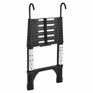 TRA Black 3.2m Portable telescopic ladder with Hooks and carry bag