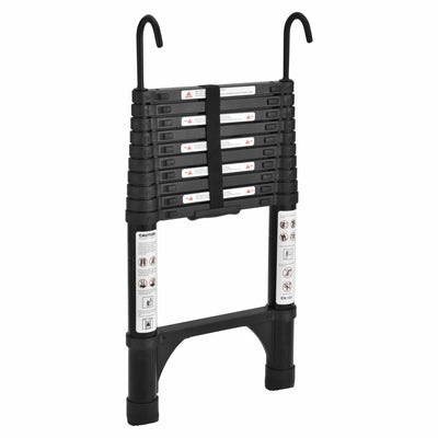 TRA Black 3.2m Portable telescopic ladder with Hooks and carry bag