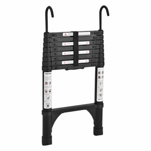 TRA Black 2.6m Portable telescopic ladder with Hooks and carry bag