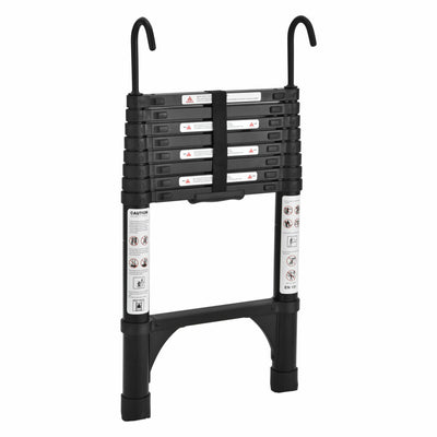 TRA Black 2.6m Portable telescopic ladder with Hooks and carry bag