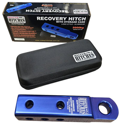 Mister Hitches Recovery Hitch Long Aluminium Blue WLL 5,000Kg MBS 10,000Kg