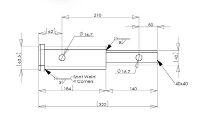 Mister Hitches Reciever Adapter 40 mm to 50 mm