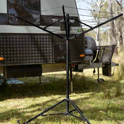 SUPEX BLACK CARAVAN FOLDING CLOTHES LINE AIRER LIGHTWEIGHT ALUMINIUM WITH PEGS & BAG