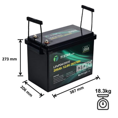 TiStar Smart BMS 12.8V 200/206Ah Lithium Battery with Bluetooth