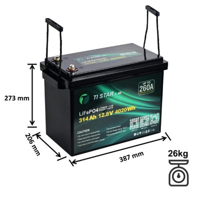 TiStar Smart BMS 12.8V 300/314Ah Lithium Battery with Bluetooth