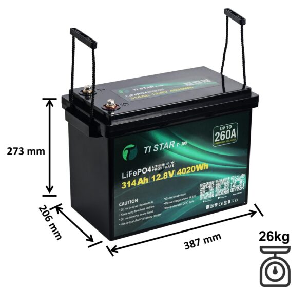 TiStar Smart BMS 12.8V 300/314Ah Lithium Battery with Bluetooth