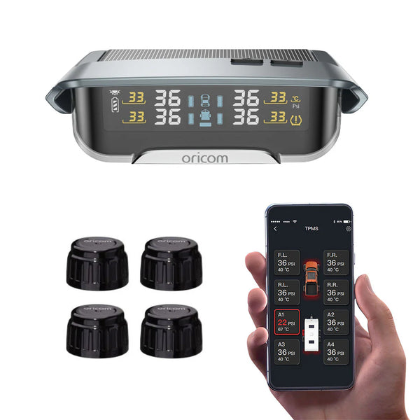 ORICOM TPMS10-4E Tyre Pressure Monitoring System Incl. 4 External Sensors with APP Control Settings