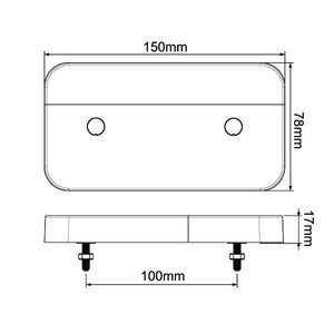 Ark LDU15 12V LED Trailer Tail Light Lamp Submersible Ultra Slim 150 x 78 mm