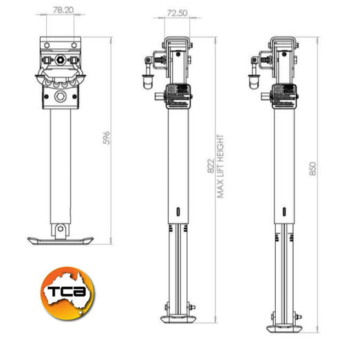 Black Corner Steady Leg Lift Jack with Drill Driven Function