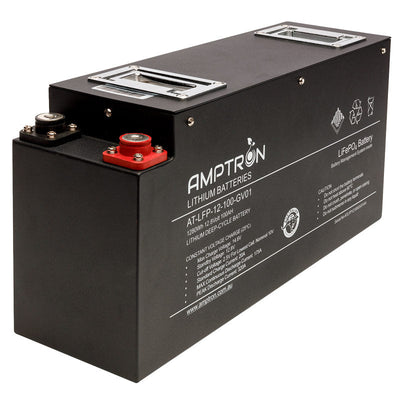 Amptron Slimline 100Ah 12V Lithium LiFePO4 Battery 175A BMS Prismatic Cell