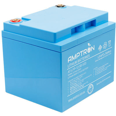 Amptron 50Ah 12V Lithium Iron LiFePO4 Battery 70A BMS Prismatic Cell Balancing