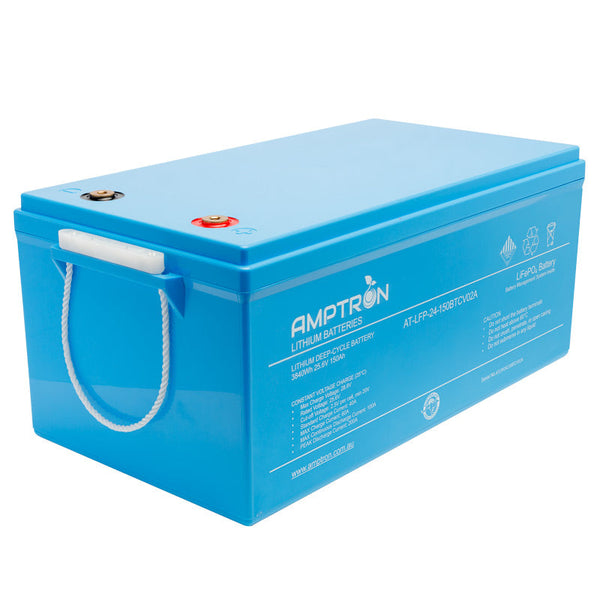 Amptron 24V 150Ah / 100A Continuous Discharge + Bluetooth & Data Comms LiFePO4 Battery