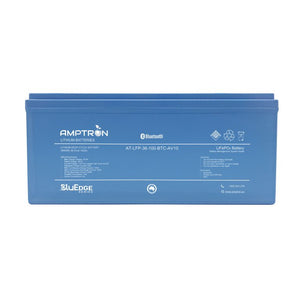 Top view showing battery terminals and label