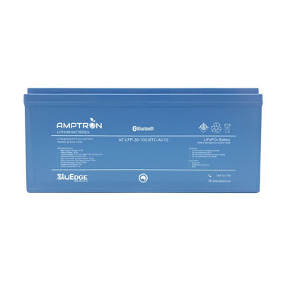 Top view showing battery terminals and label