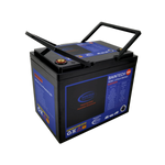 Side view showing slim profile of Baintech 110 Ah lithium battery