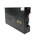 Top view showing battery terminals, BMS panel, and Bluetooth control module